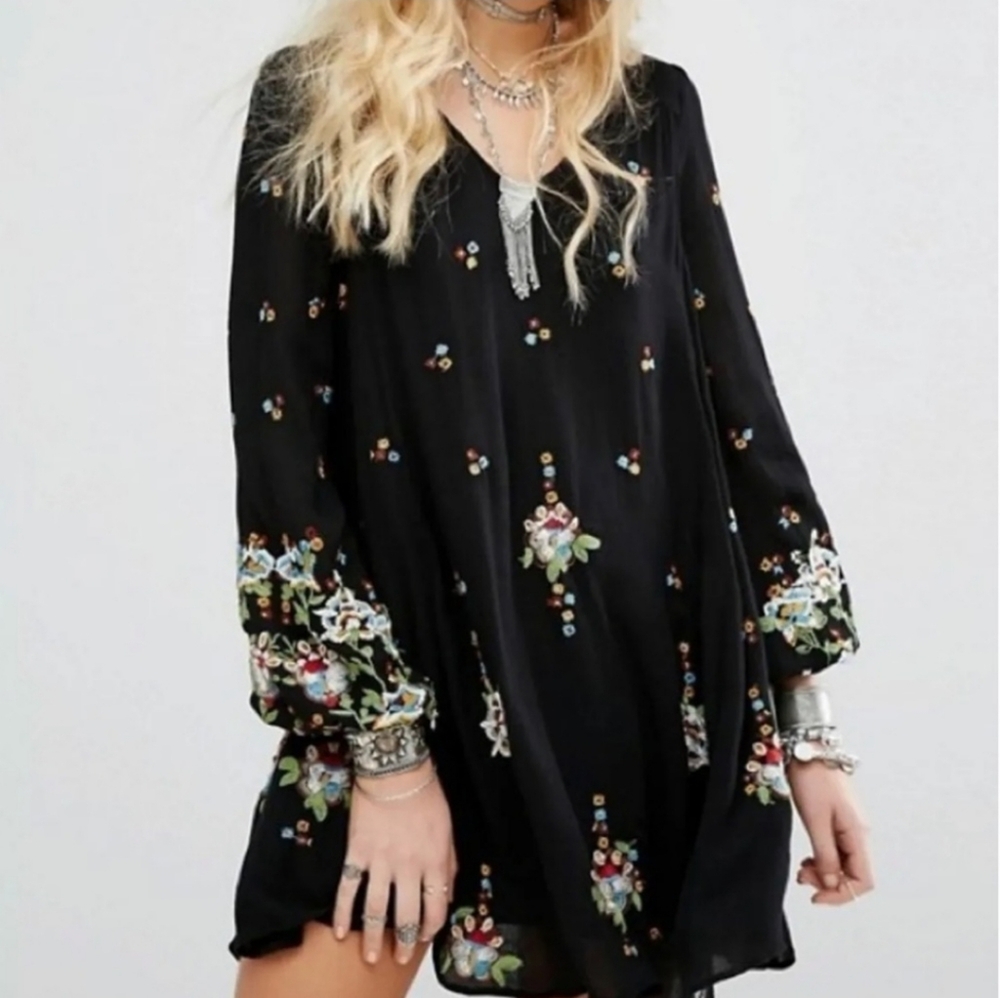 Free People long sleeve embroidered dress